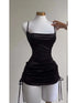Women’s Sleeveless Backless Satin Bodycon Mini Dress for Summer Party Clubwear with Lace-Up Design and Hollow Out Details